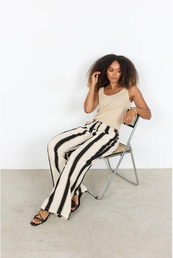 Soyaconcept high waist gestreepte broek ecru - Foto 2