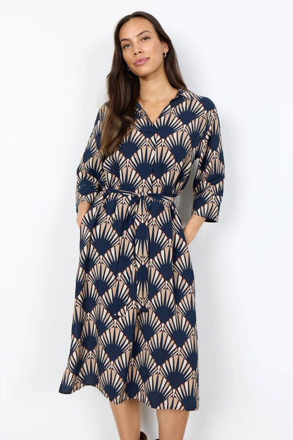Soyaconcept midi jurk met print donkerblauw