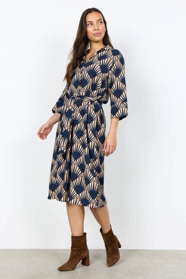 Soyaconcept midi jurk met print donkerblauw - Foto 2