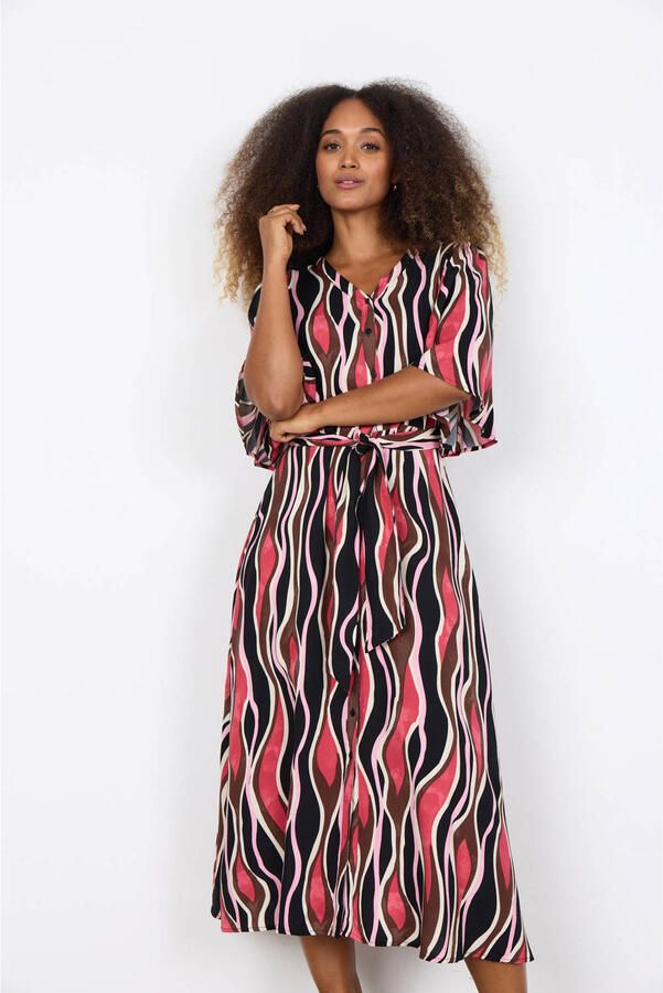 Soyaconcept regular fit midi-jurk van pure viscose model 'Cammi'