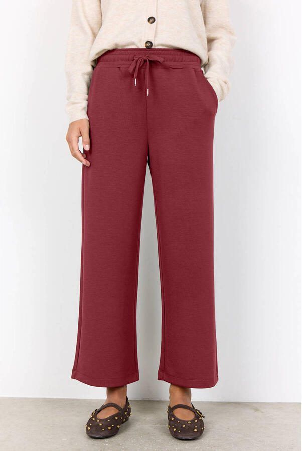 Soyaconcept modal high waist wide leg broek donkerrood