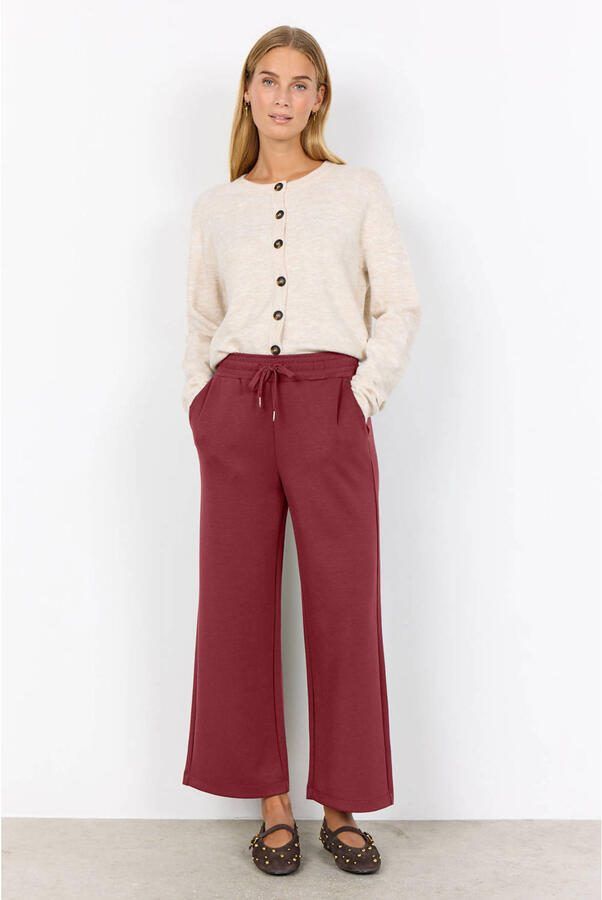 Soyaconcept modal high waist wide leg broek donkerrood - Foto 3