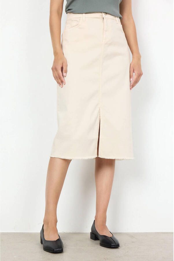 Soyaconcept Moderne Denim Rok met Split Beige Dames