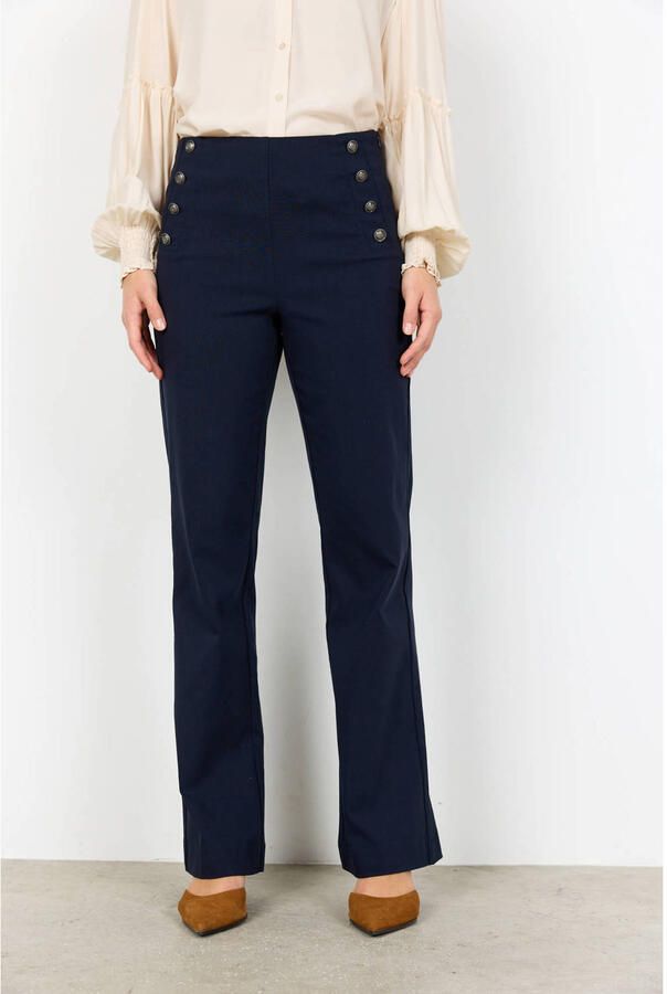 Soyaconcept straight high waist broek marineblauw
