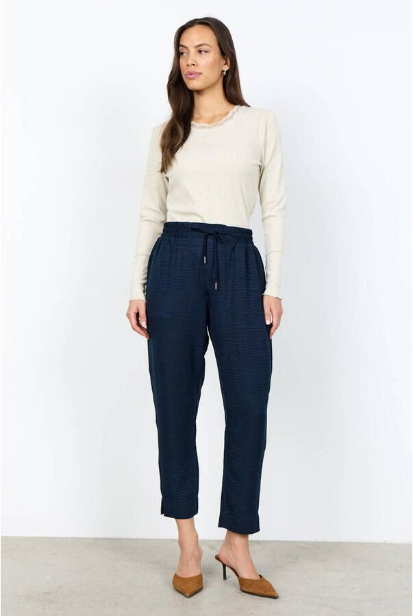 Soyaconcept straight leg broek met plooien donkerblauw