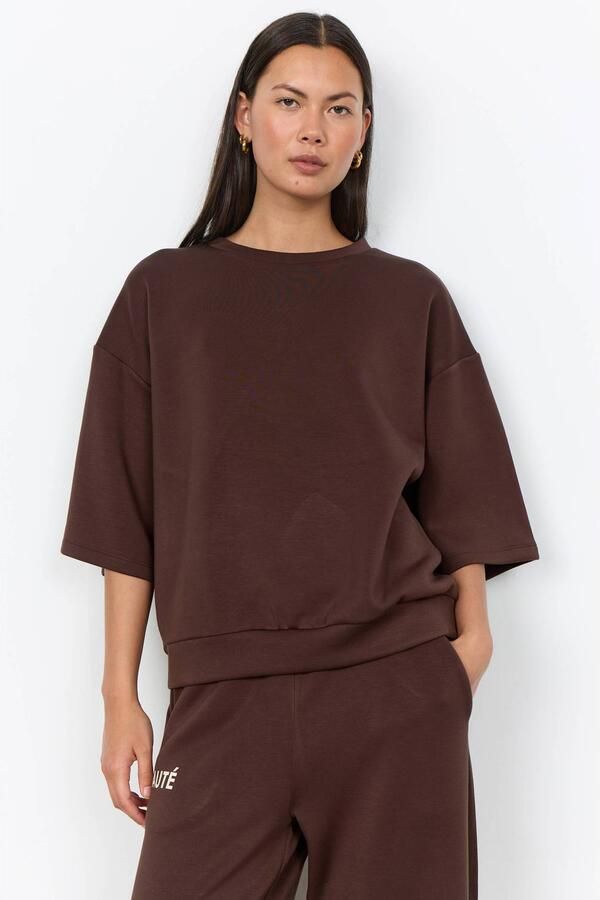 Soyaconcept sweater met backprint donkerbruin