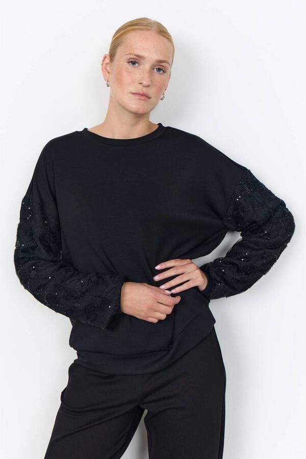 Soyaconcept sweater met pailletten zwart