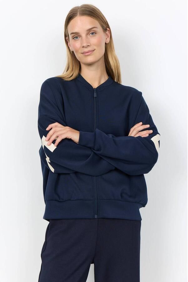 Soyaconcept sweatvest met backprint donkerblauw