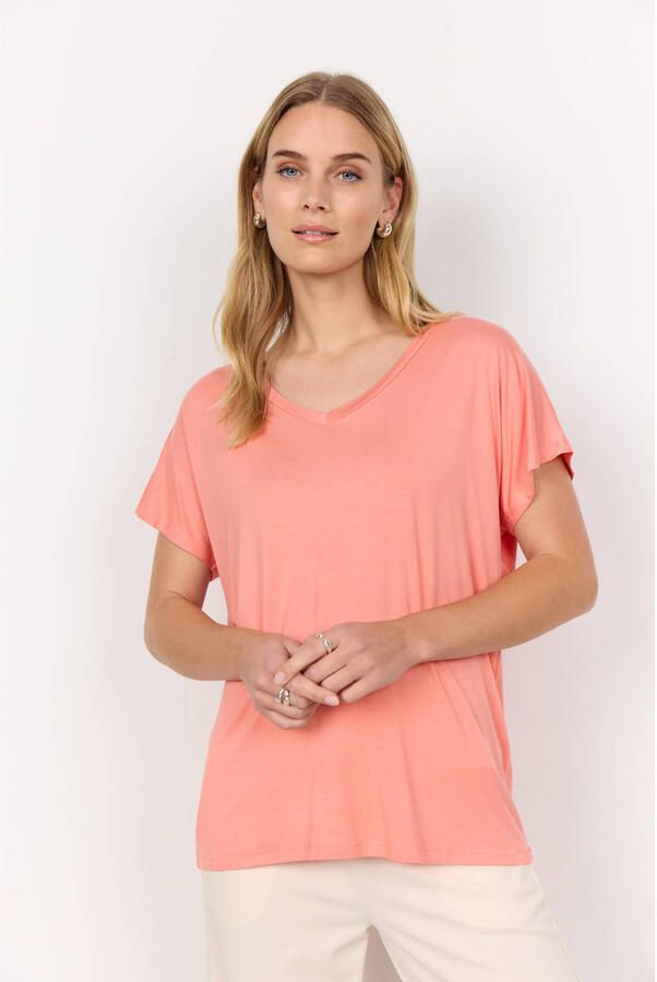 Soyaconcept T-shirt met geribde V-hals model 'Marica' - Foto 2