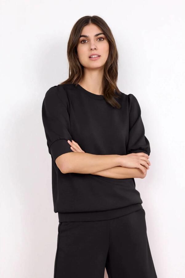 Soyaconcept Zwarte Comfortabele Trui met Korte Mouwen Black Dames - Foto 2