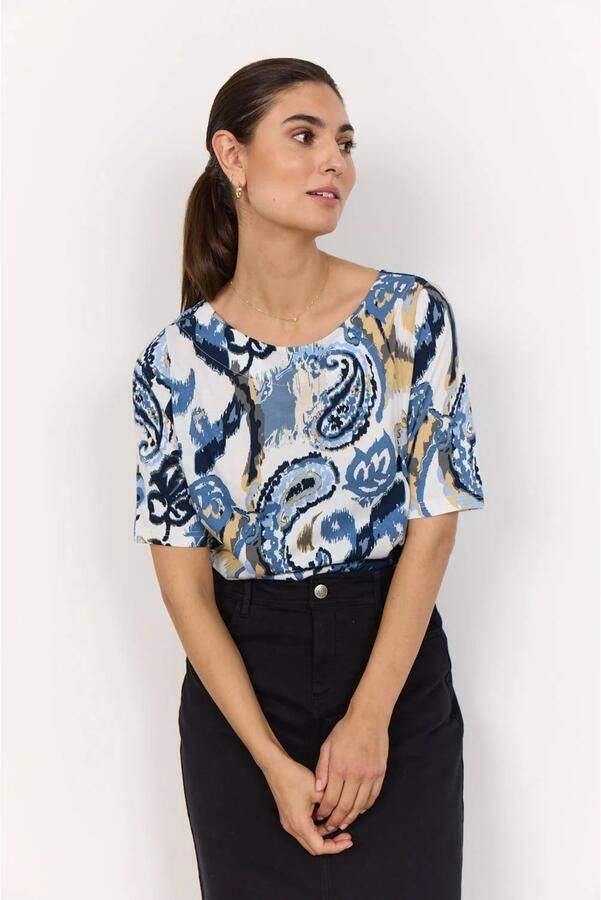 Soyaconcept Blauw Paisley Print Shirt Multicolor Dames