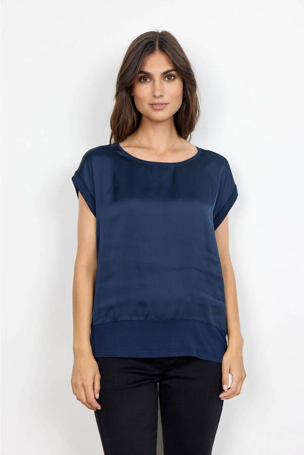 Soyaconcept Shirtblouse SC-Thilde6 met boord en voorzijde van satijn de achterkant van jersey