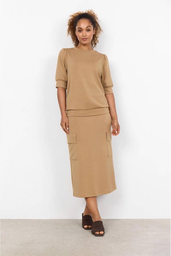 Soyaconcept Comfortabele Camel Shirt met Ronde Hals Brown Dames