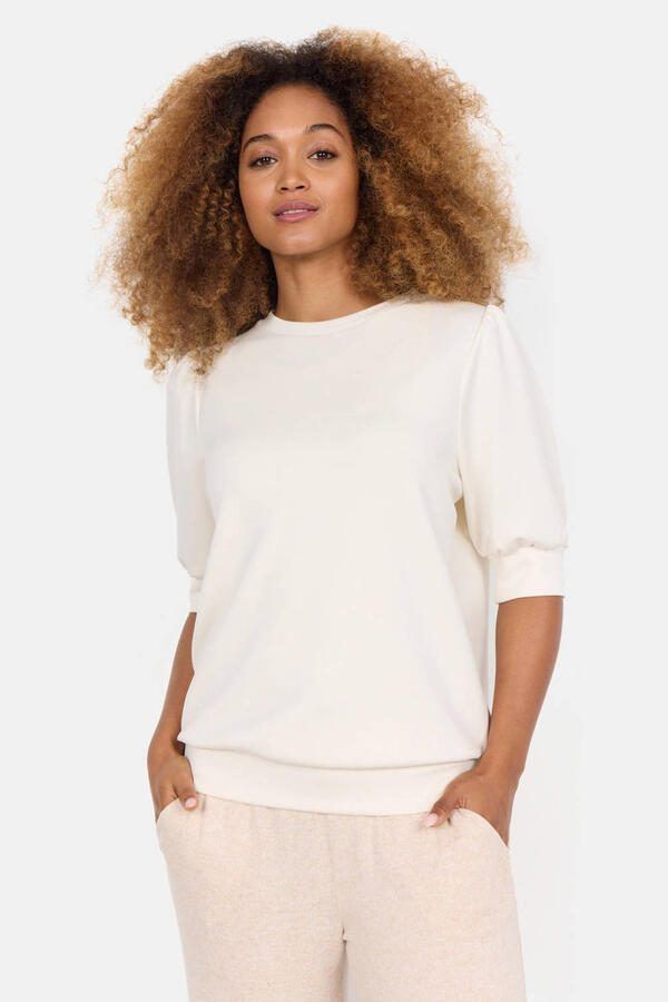 Soyaconcept Comfortabele Crème Sweater met Korte Mouwen Beige Dames - Foto 3