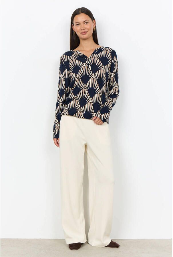 Soyaconcept top met print donkerblauw