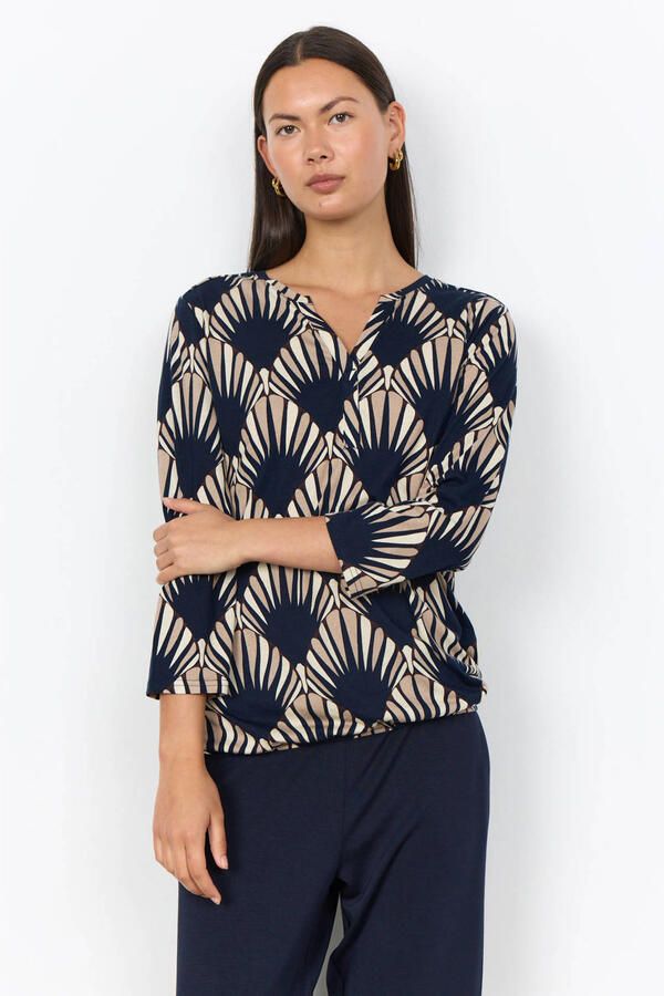 Soyaconcept top met print donkerblauw
