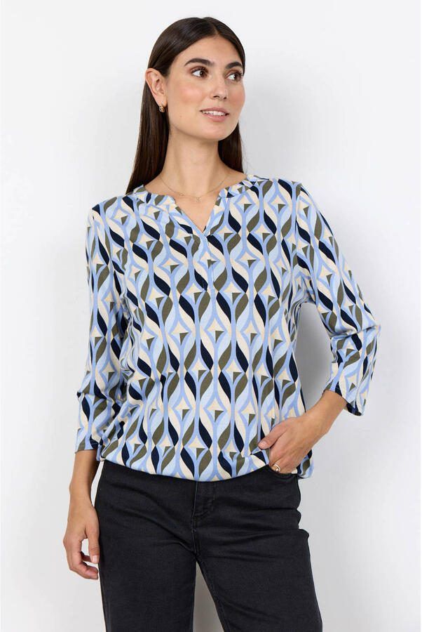 Soyaconcept top met print lichtblauw