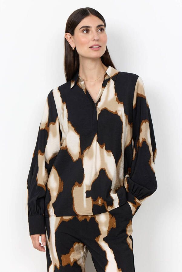 Soyaconcept viscose blouse met print zwart