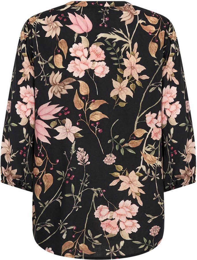 Soyaconcept viscose gebloemde blouse zwart - Foto 2