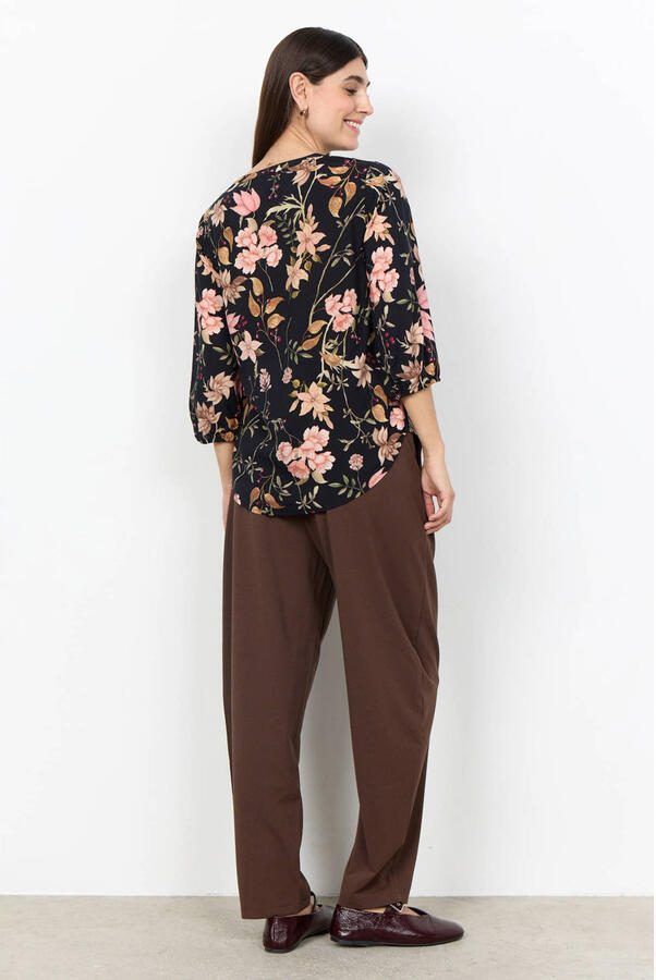 Soyaconcept viscose gebloemde blouse zwart - Foto 3
