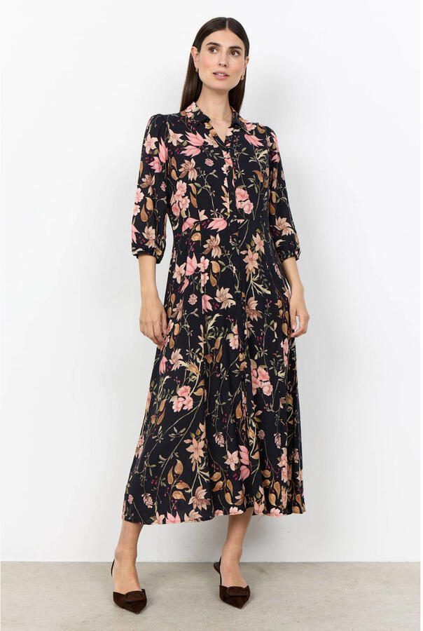 Soyaconcept viscose gebloemde blousejurk zwart - Foto 2