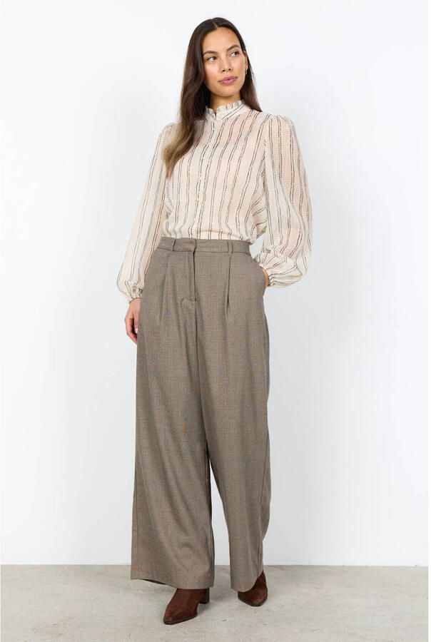 Soyaconcept wide leg gemêleerde broek taupe - Foto 2