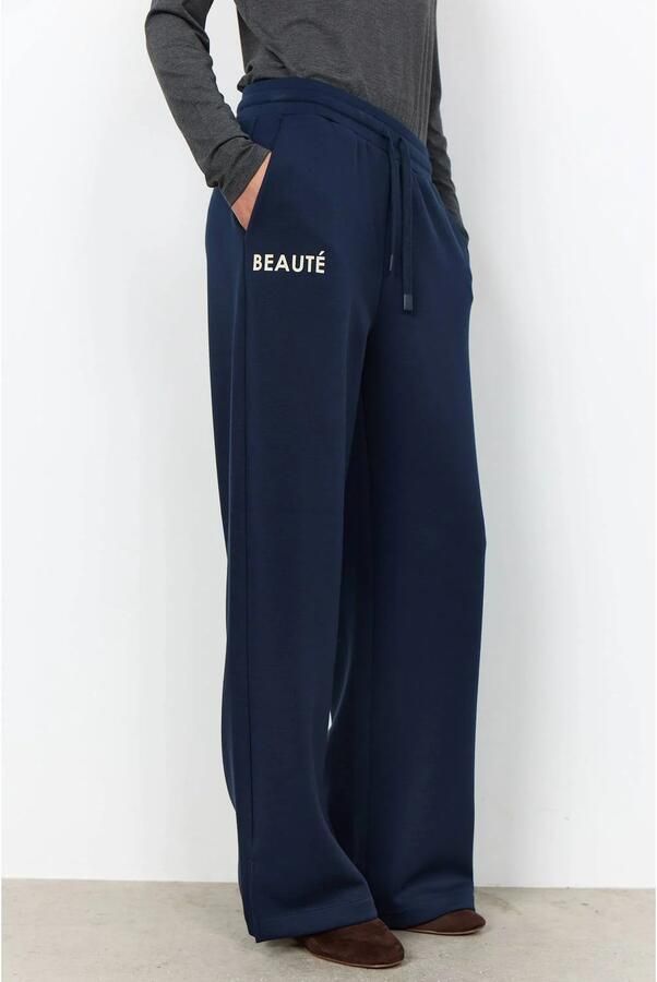 Soyaconcept wide leg joggingbroek met tekst donkerblauw - Foto 2