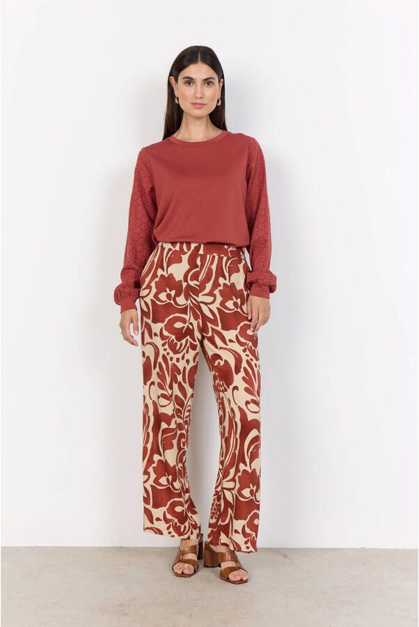 Soyaconcept wide leg regular waist broek roodbruin - Foto 2