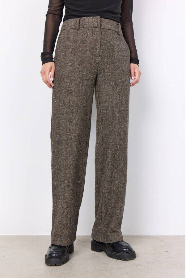 Soyaconcept straight fit pantalon SC-TAYLER 4-B met wol bruin melange