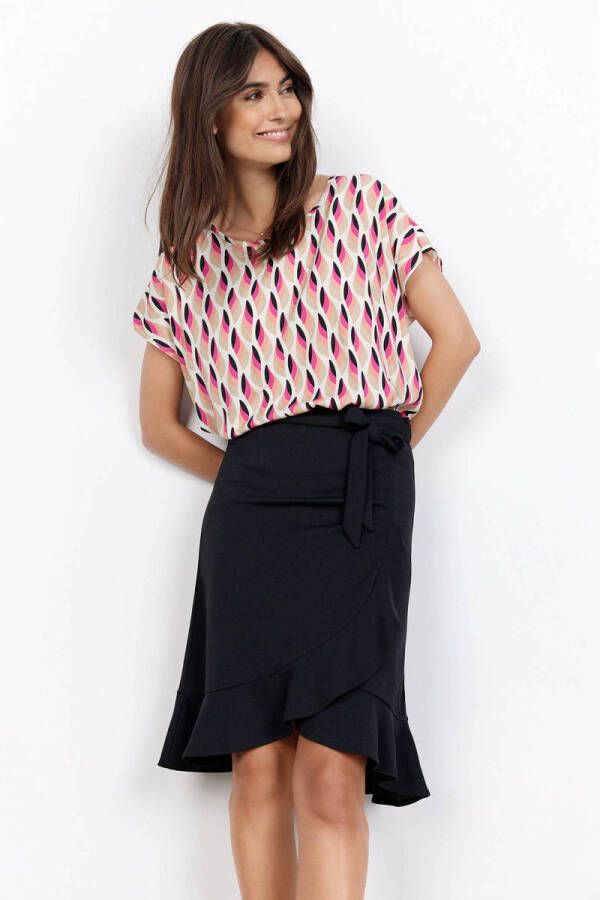 Soyaconcept top SC-SAMMY met all over print roze beige wit zwart