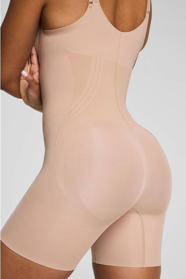 SPANX sculpt™ GoFigure seamless sterk corrigerende bodysuit Open Bust Mid Thigh lichtbeige - Foto 3