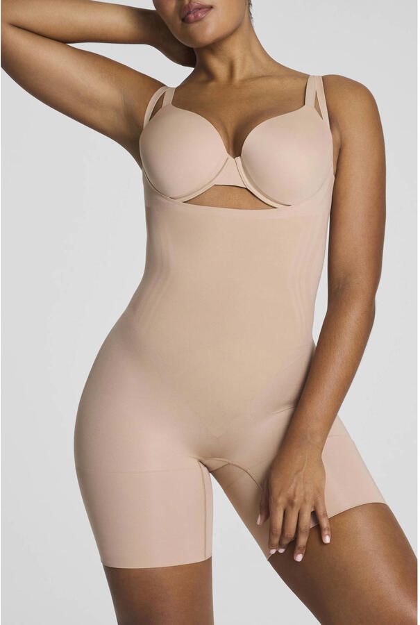 SPANX sculpt™ GoFigure seamless sterk corrigerende bodysuit Open Bust Mid Thigh lichtbeige - Foto 2
