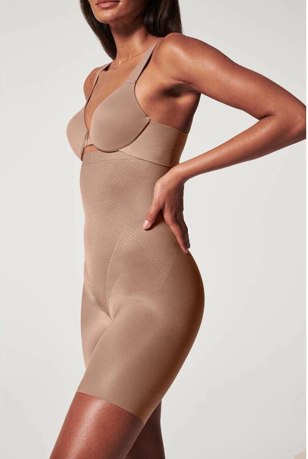 SPANX shape™ Invisible seamless medium corrigerende High-Waisted Mid-Thigh short donkerbeige - Foto 2
