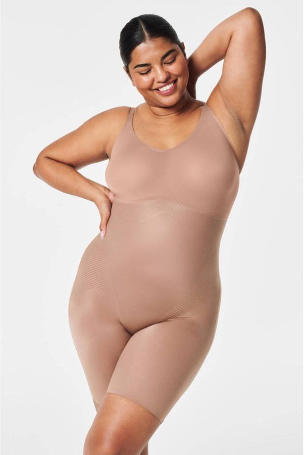 SPANX shape™ Invisible medium corrigerende Closed-Bust Mid-Thigh bodysuit donkerbeige - Foto 2