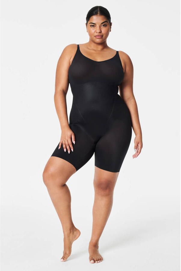 SPANX shape™ Invisible medium corrigerende Closed-Bust Mid-Thigh bodysuit zwart