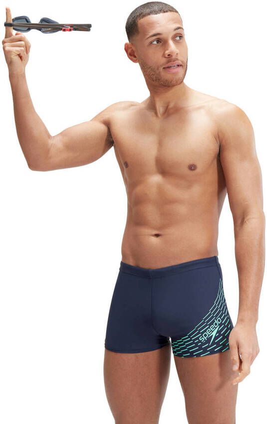 Speedo ECO EnduraFlex zwemboxer Medley Logo donkerblauw turquoise
