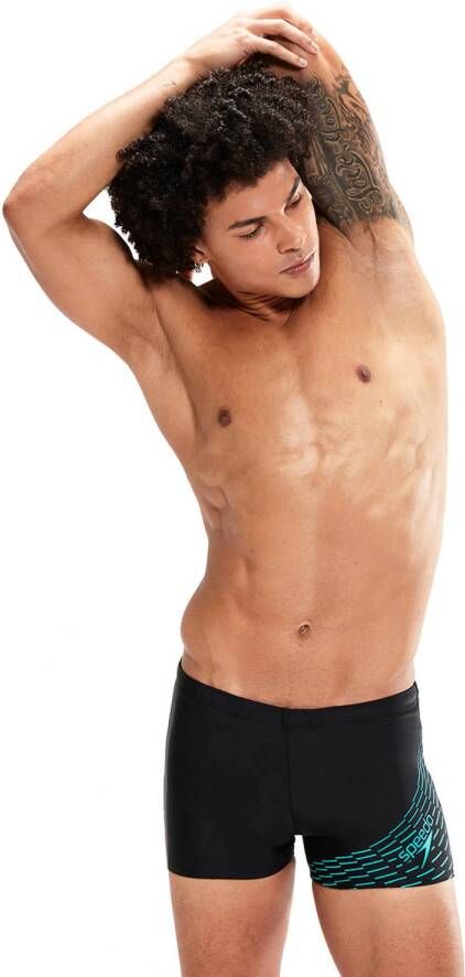 Speedo ECO EnduraFlex zwemboxer Medley Logo zwart turquoise