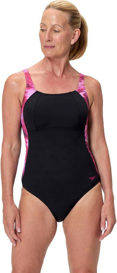 Speedo Shape Comprex Ultra corrigerend badpak Luna Lustre zwart roze