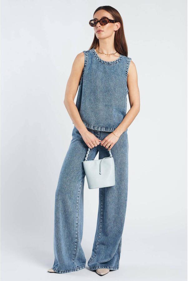 Spooq the label Bekah Widelegg high waist wide leg jeans medium blue denim