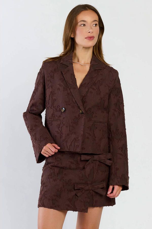 Spooq the label cropped blazer donkerbruin