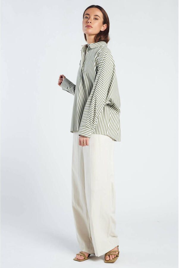 Spooq the label gestreepte blouse olijfgroen - Foto 2