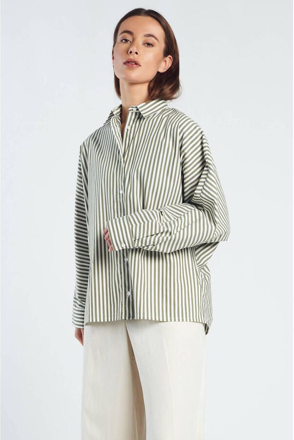 Spooq the label gestreepte blouse olijfgroen - Foto 3