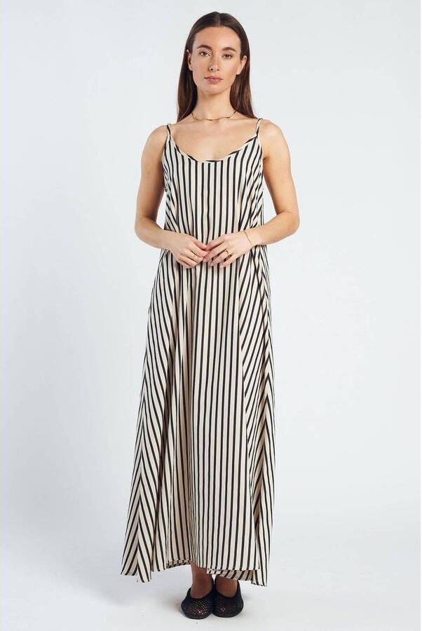 Spooq the label gestreepte maxi jurk zwart