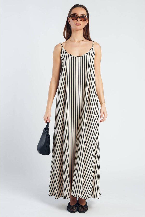 Spooq the label gestreepte maxi jurk zwart - Foto 2