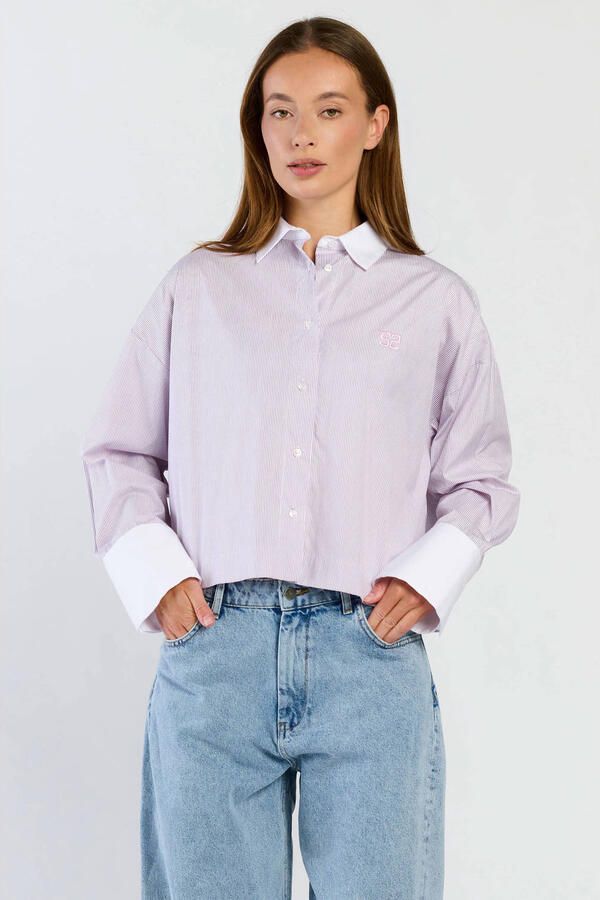 Spooq the label gestreepte top paars ecru