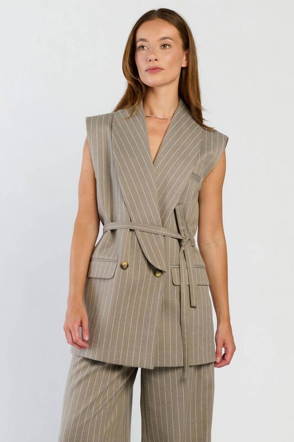 Spooq the label gilet met krijtstreep lichtgrijs - Foto 1