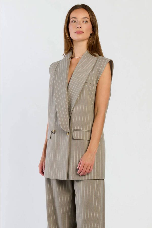 Spooq the label gilet met krijtstreep lichtgrijs - Foto 2