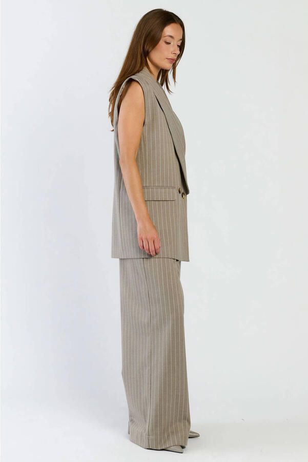 Spooq the label gilet met krijtstreep lichtgrijs - Foto 3
