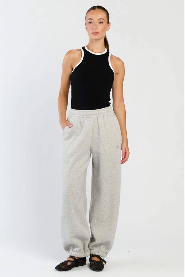 Spooq the label high waist loose fit broek lichtgrijs