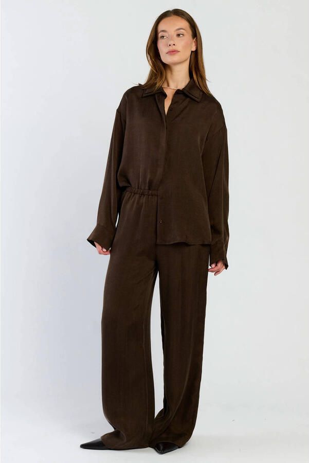 Spooq the label loose fit broek donkerbruin
